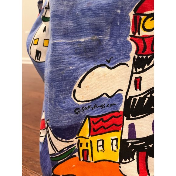Sally Hess Lighthouse Canvas Tote Barrel Bag Backpack - Picture 2 of 11